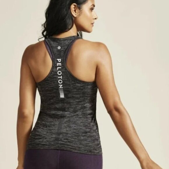 Peloton x Lululemon Swiftly Speed Racerback Tank Top Black Stripe Size 12 - Picture 1 of 6